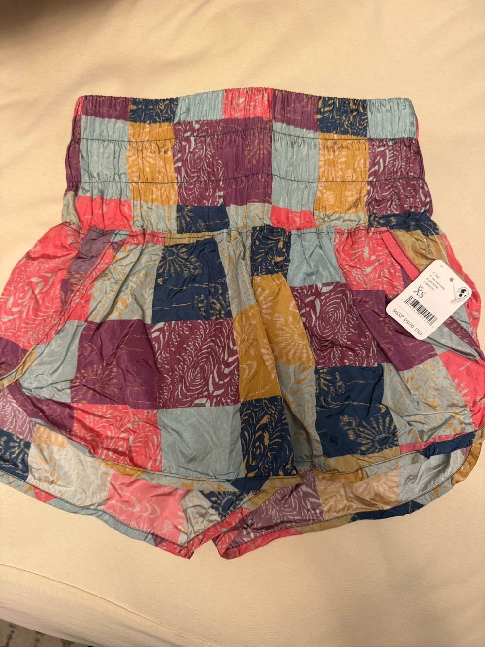 Free People Movement Patchwork Elastic Waist Shorts
